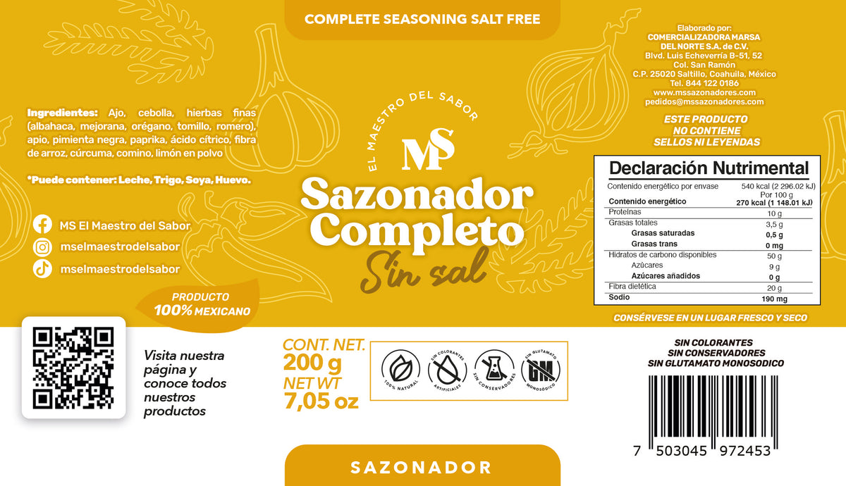Sazonador Completo Sin Sal